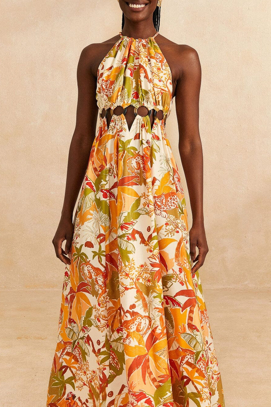 Robe longue Leopard Forest Sand - Orange
