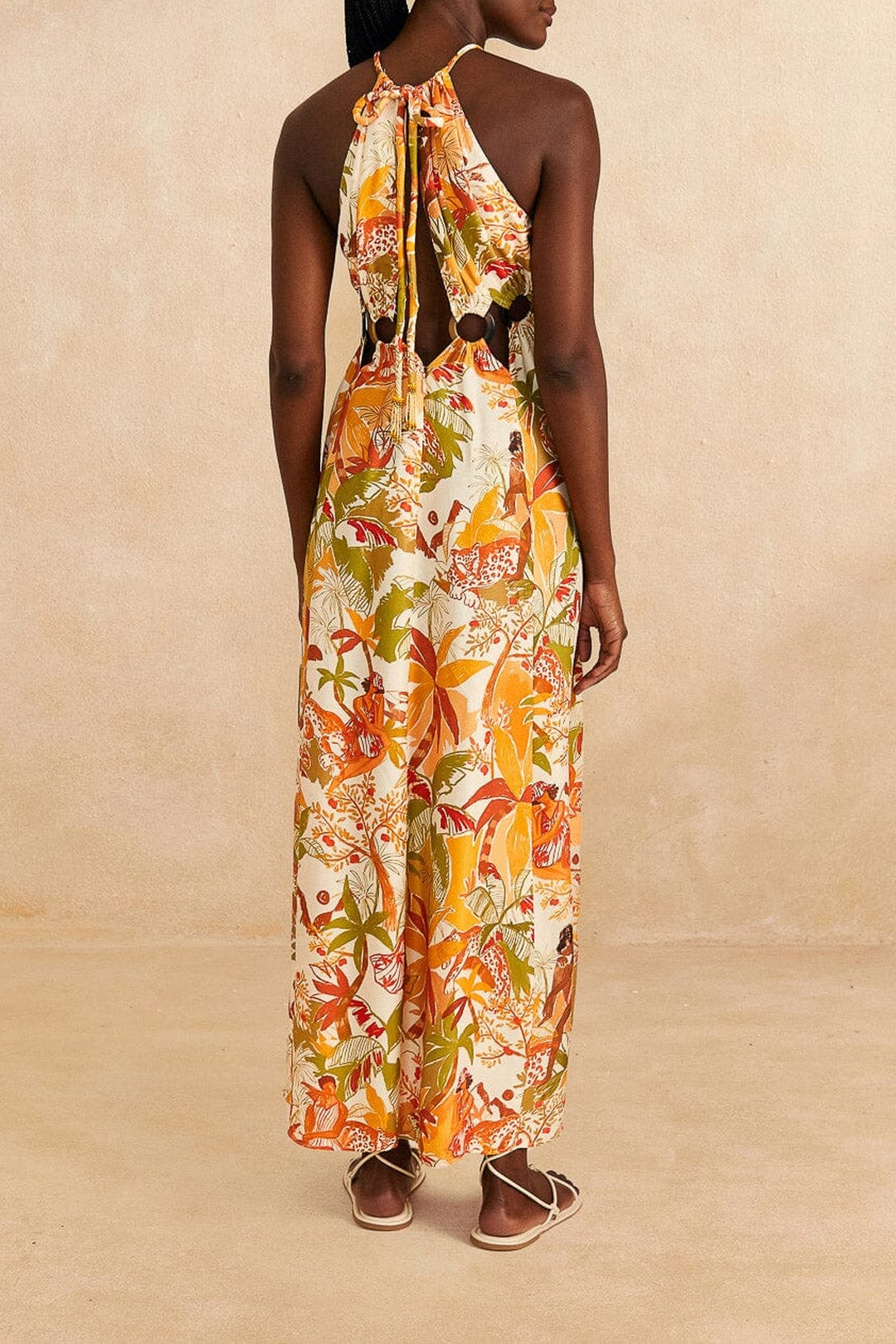 Robe longue Leopard Forest Sand - Orange