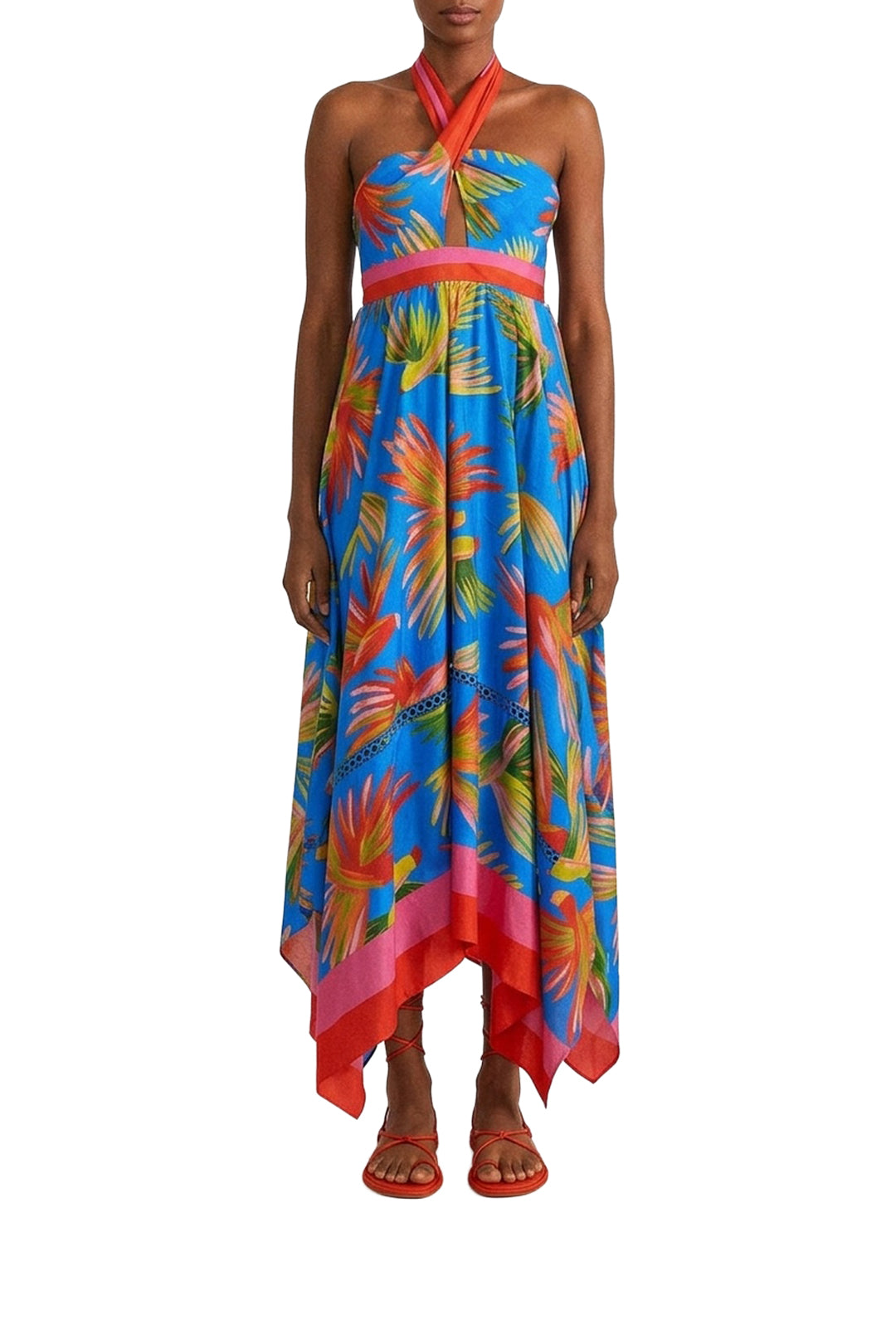 Robe longue Painted Birds - Bleu