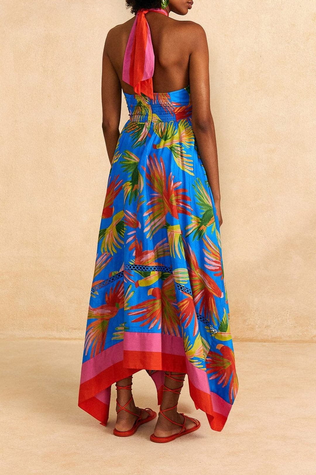 Robe longue Painted Birds - Bleu
