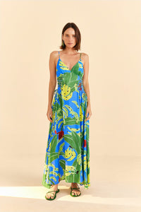 NEW_Banana Leaves Blue Robes longues - Banana Leaves Blue