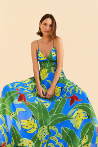 NEW_Banana Leaves Blue Robes longues - Banana Leaves Blue