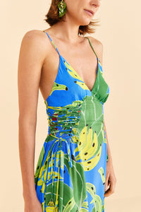 NEW_Banana Leaves Blue Robes longues - Banana Leaves Blue
