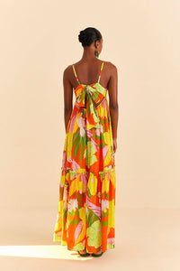 NEW_Neon Floral Red Robes longues - Neon Floral Red