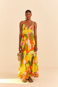 NEW_Neon Floral Red Robes longues - Neon Floral Red