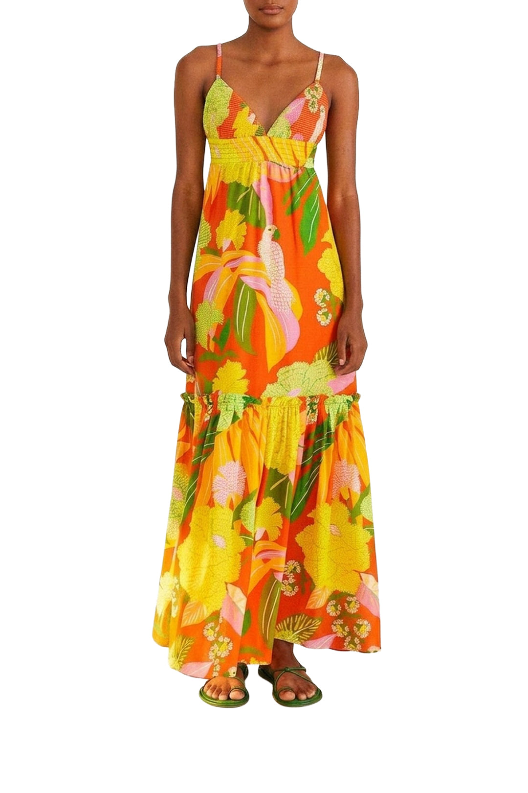 Robe longue Neon Floral - Rouge