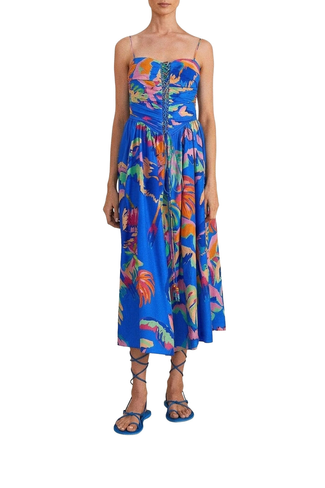 DJV_Painted Jungle Blue Robes midi - Painted Jungle Blue