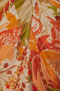 Robe courte Leopard Forest Sand en coton - Orange