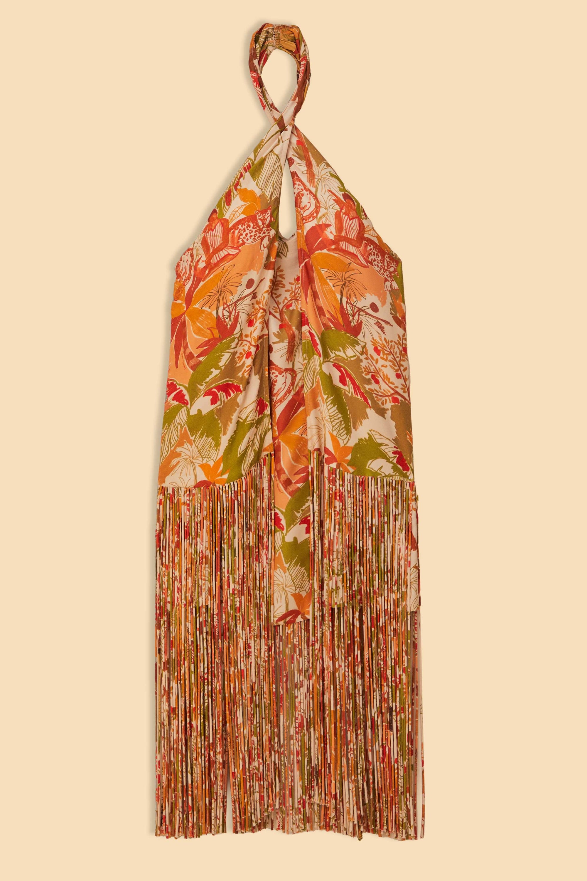 Robe courte Leopard Forest Sand en coton - Orange