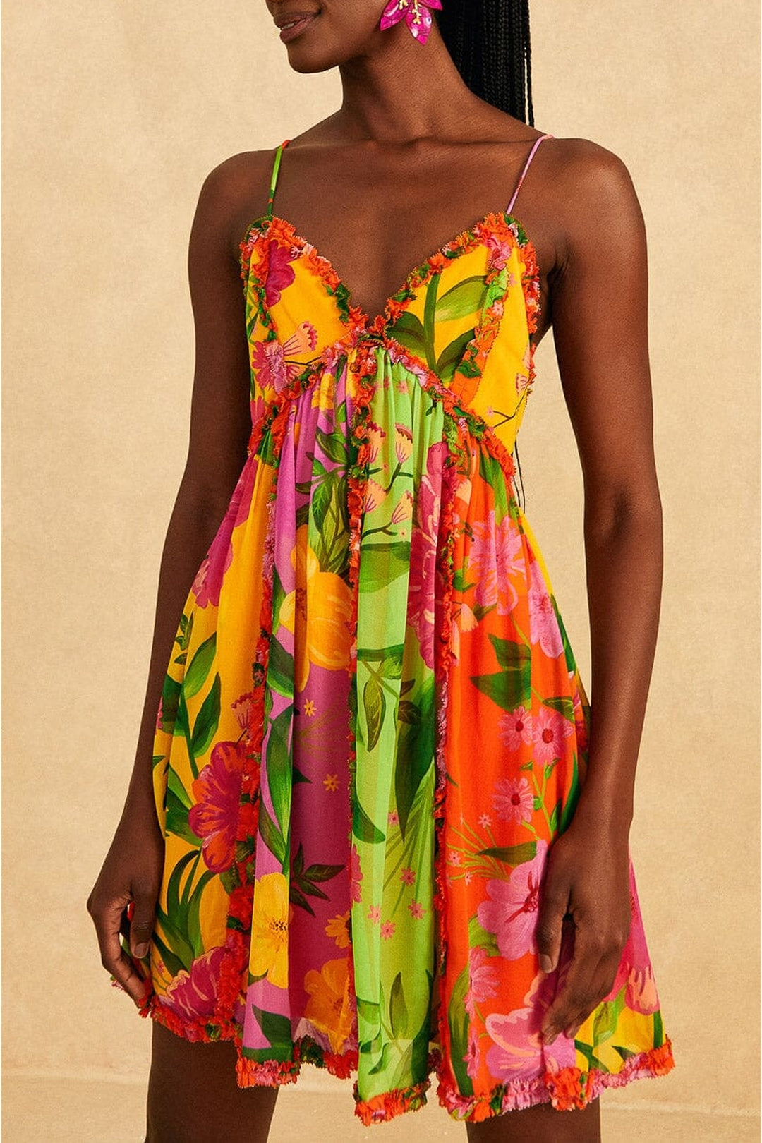 Robe courte Romantic Garden - Multicolore