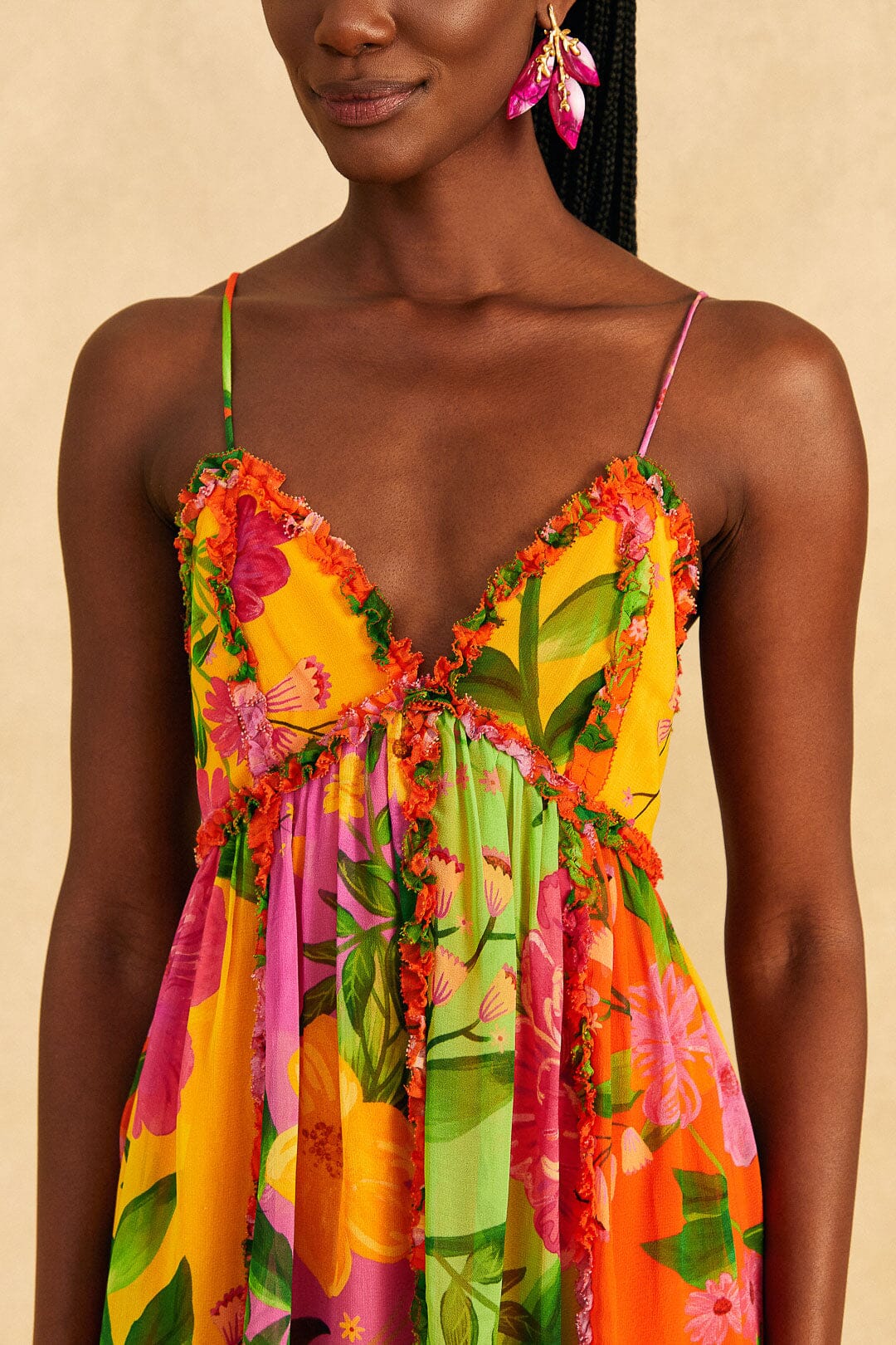 Robe courte Romantic Garden - Multicolore