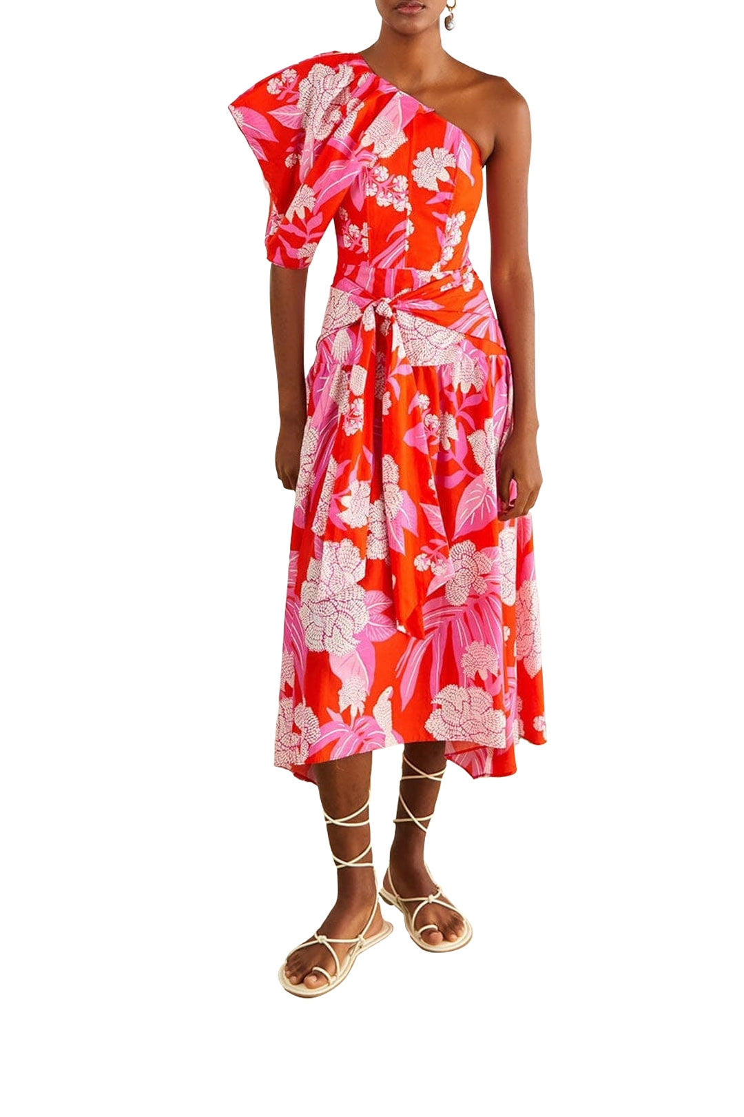 Robe midi Dewdrop Floral - Rouge