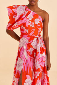 Robe midi Dewdrop Floral - Rouge