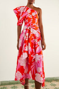 Robe midi Dewdrop Floral - Rouge