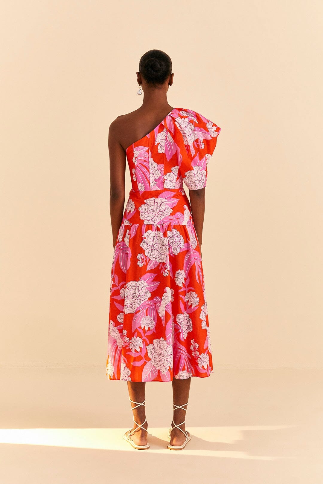 Robe midi Dewdrop Floral - Rouge