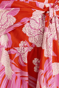 Robe midi Dewdrop Floral - Rouge