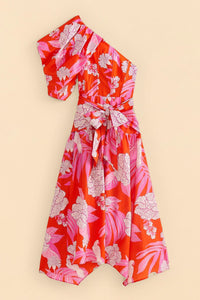 Robe midi Dewdrop Floral - Rouge