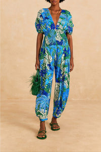 Combinaison Jungle Panther en lin - Bleu