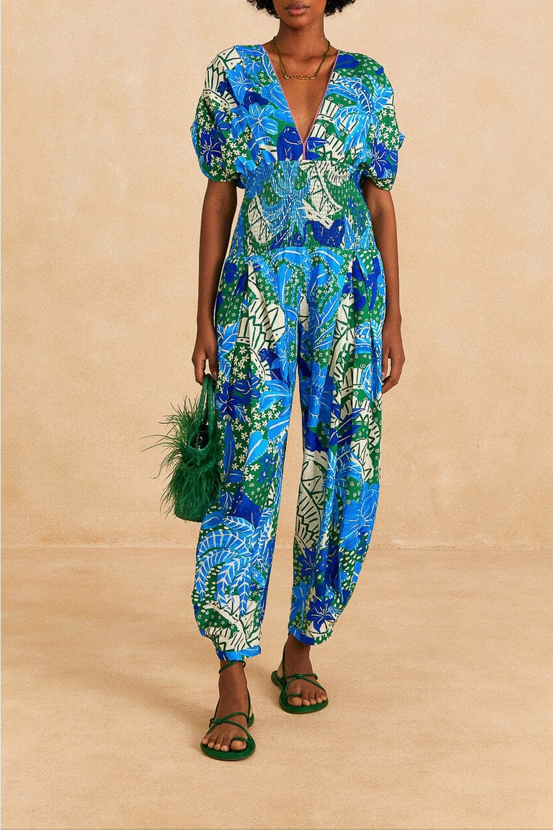 Combinaison Jungle Panther en lin - Bleu