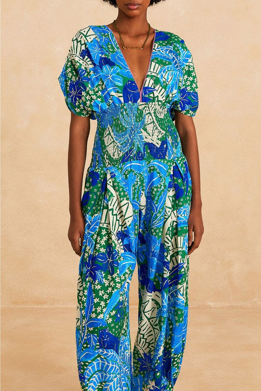 Combinaison Jungle Panther en lin - Bleu