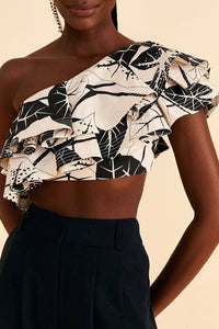 Top Graphic Leaves - Beige