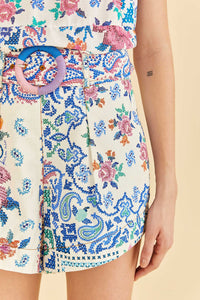 Short Bandanas romantique en coton - Blanc