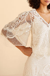 Blouse Butterfly guipire - Blanc