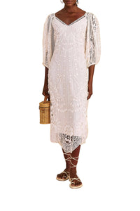 Robe midi Guipure - Blanc