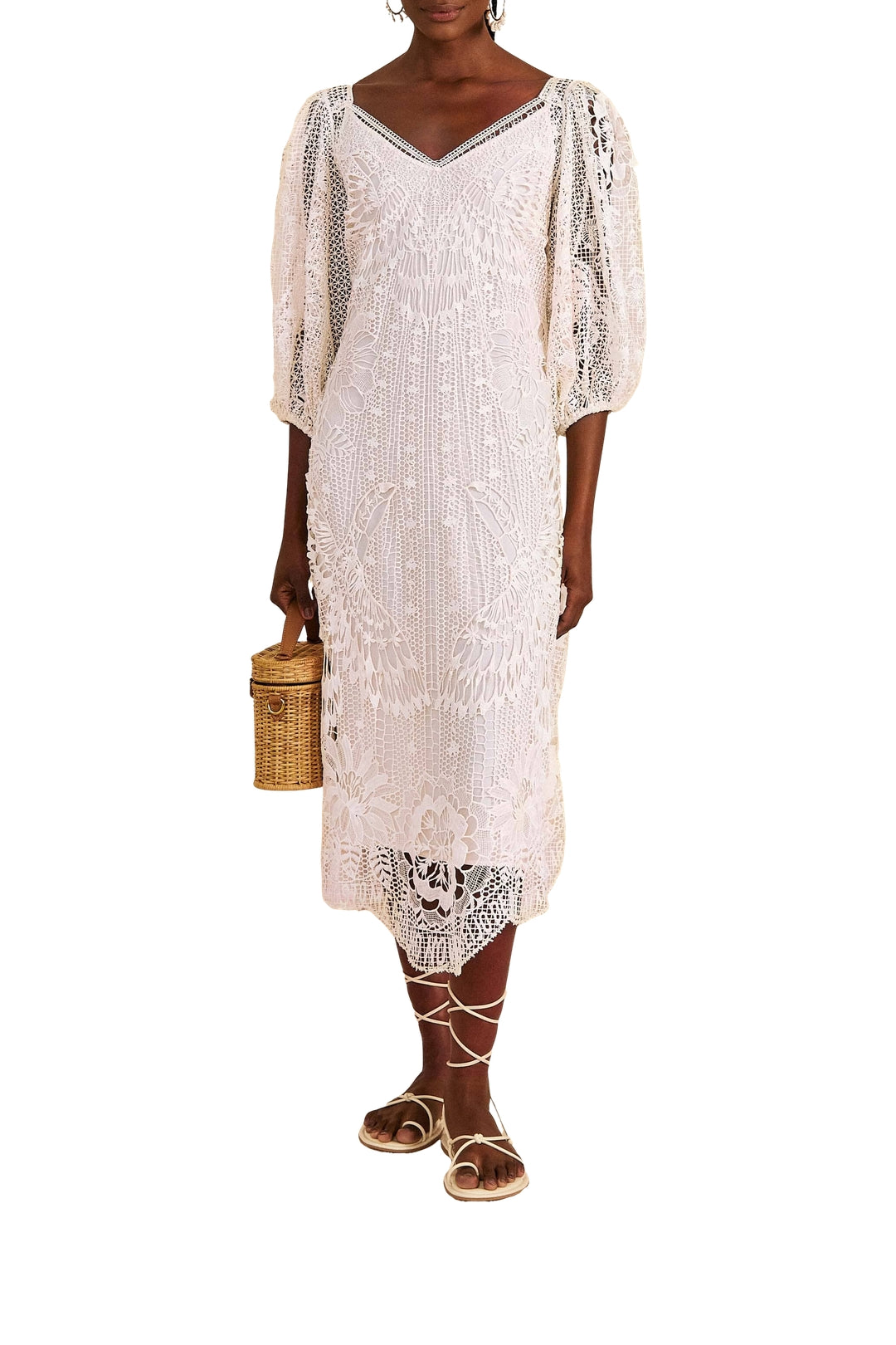 Robe midi Guipure - Blanc