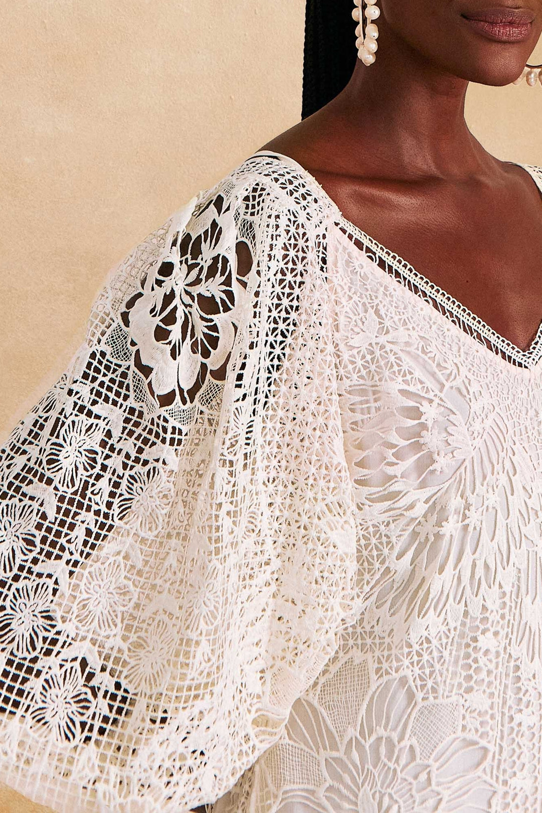 Robe midi Guipure - Blanc