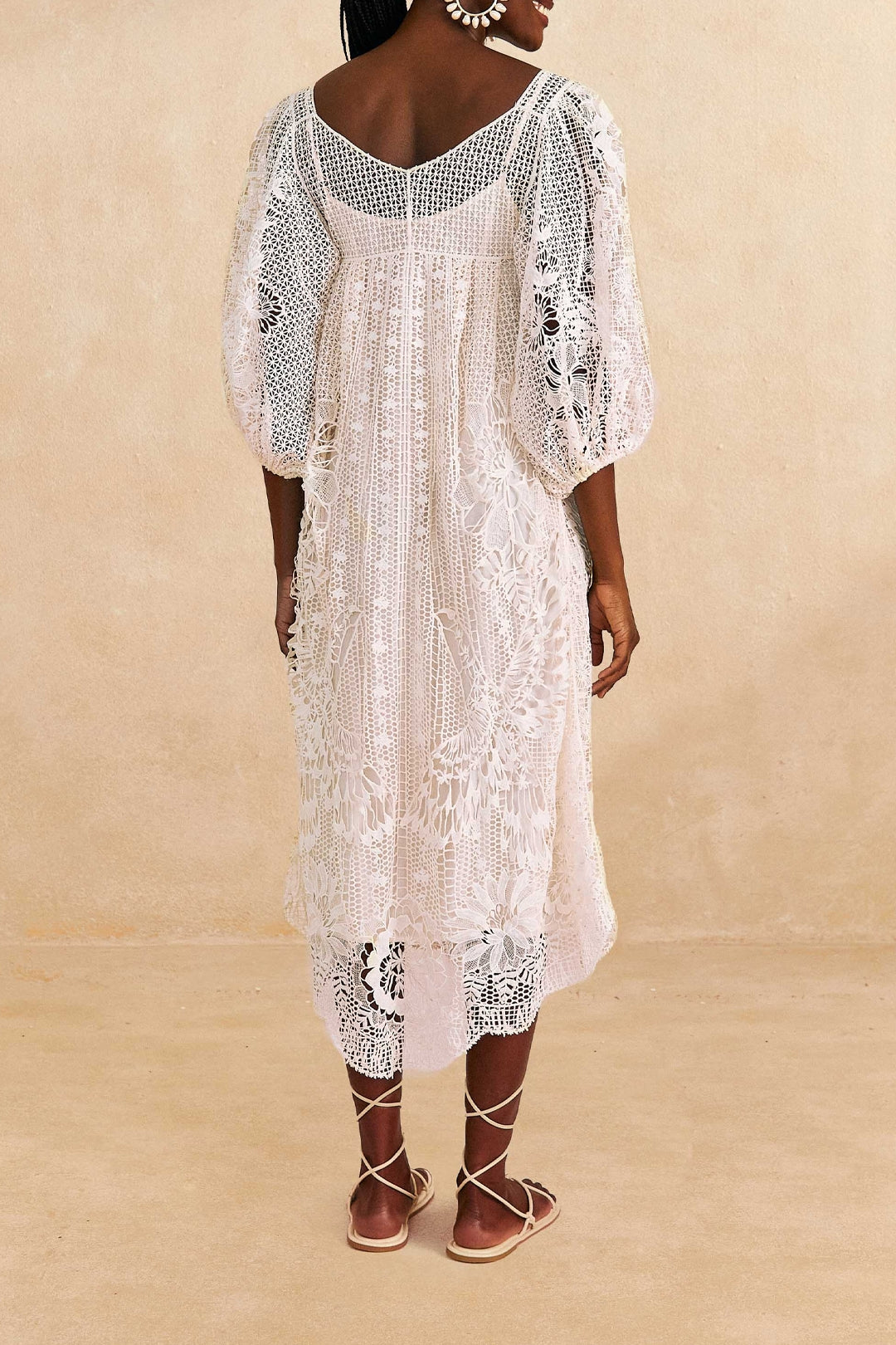 Robe midi Guipure - Blanc