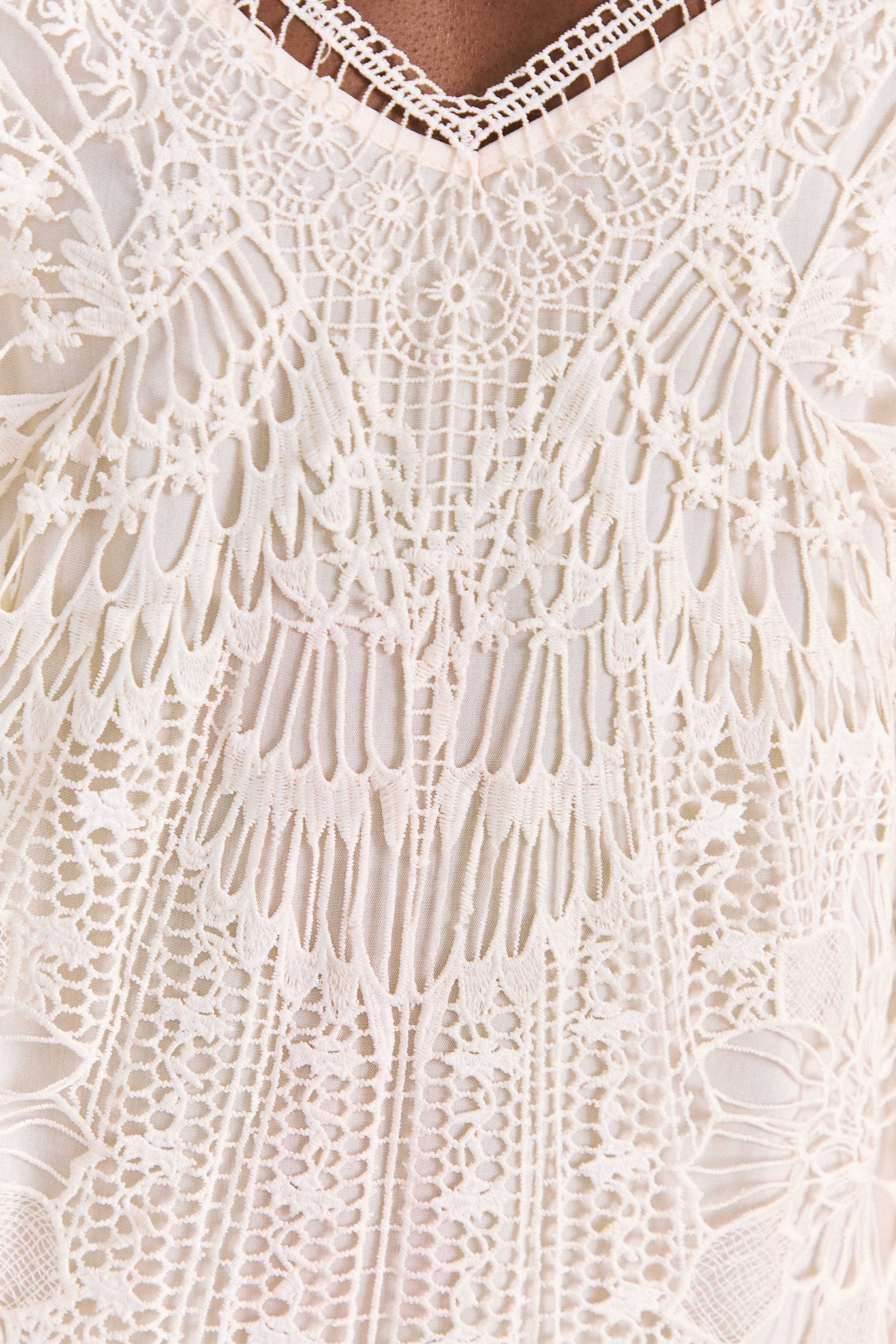 Robe midi Guipure - Blanc