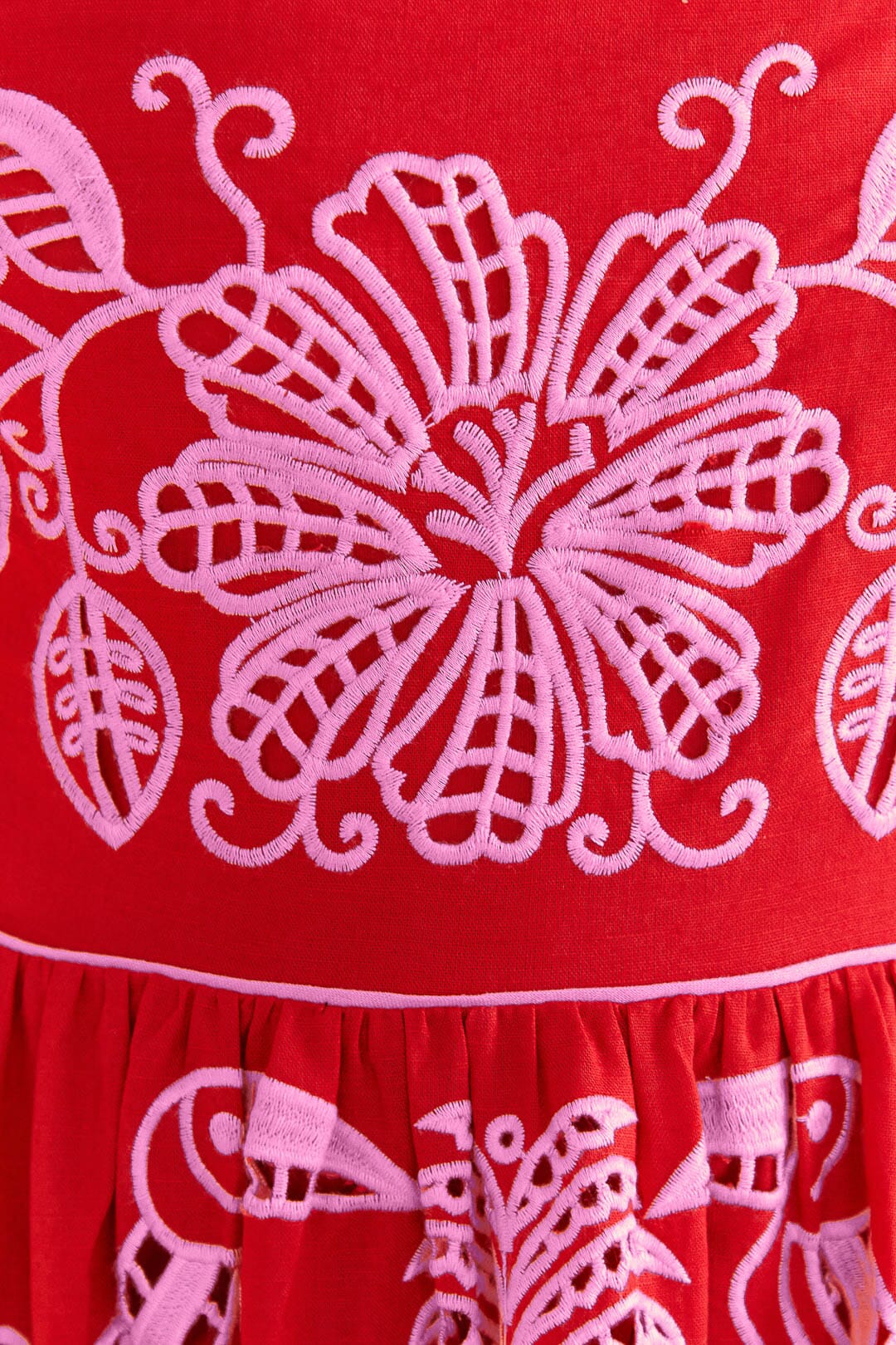 Robe midi Palm Tree Richilieu en lin - Rouge