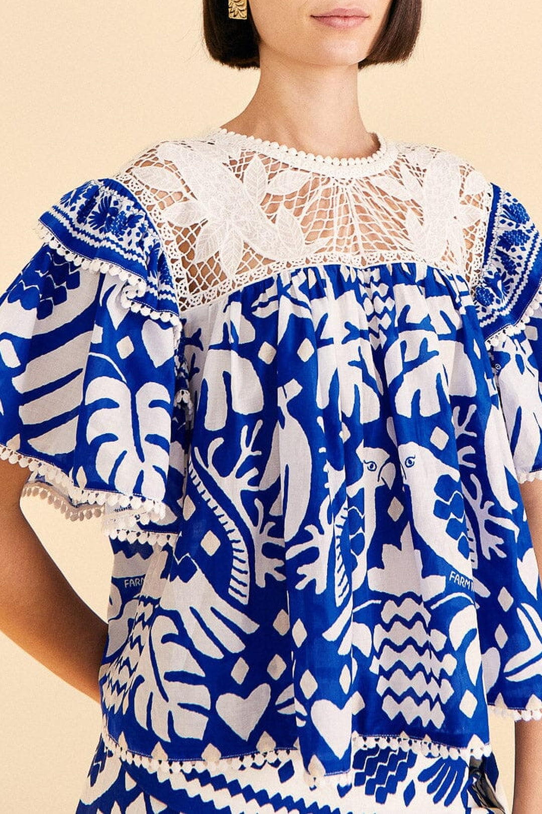 Blouse Jungle en foulard - Bleu