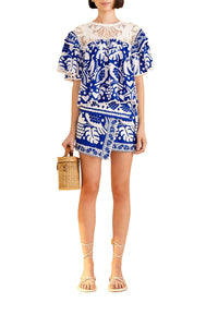 Blouse Jungle en foulard - Bleu