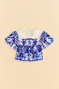Blouse Jungle en foulard - Bleu