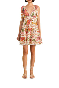 Robe courte Macaw Bloom en coton - Beige