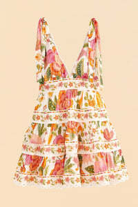 Robe courte Macaw Bloom en coton - Beige