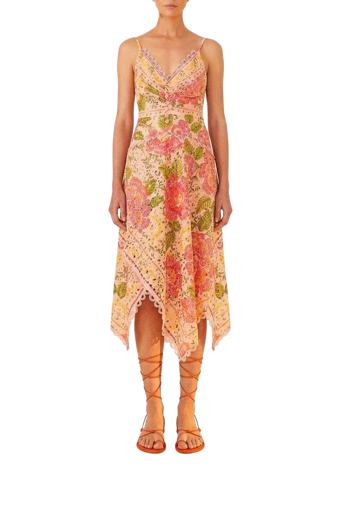 Robe midi Blooming Floral en coton - Orange