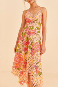 Robe midi Blooming Floral en coton - Orange