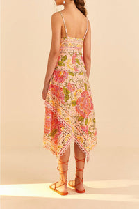 Robe midi Blooming Floral en coton - Orange