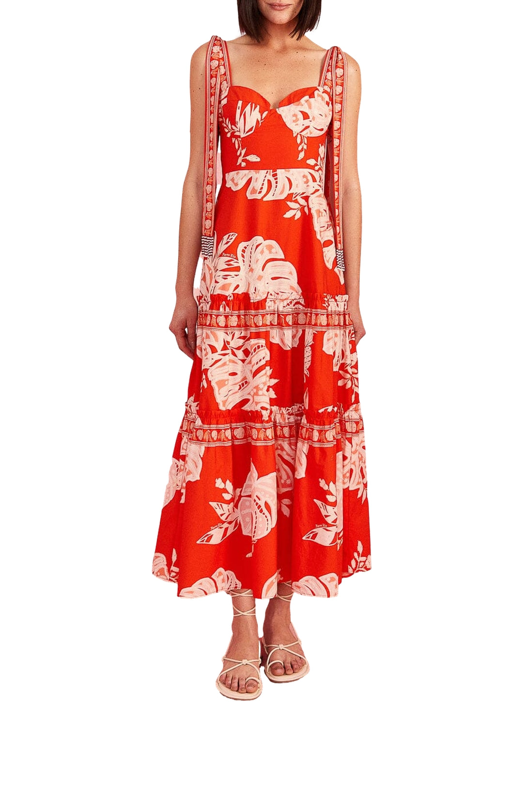 Robe longue Lace Monsteras - Rouge