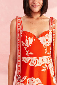 Robe longue Lace Monsteras - Rouge