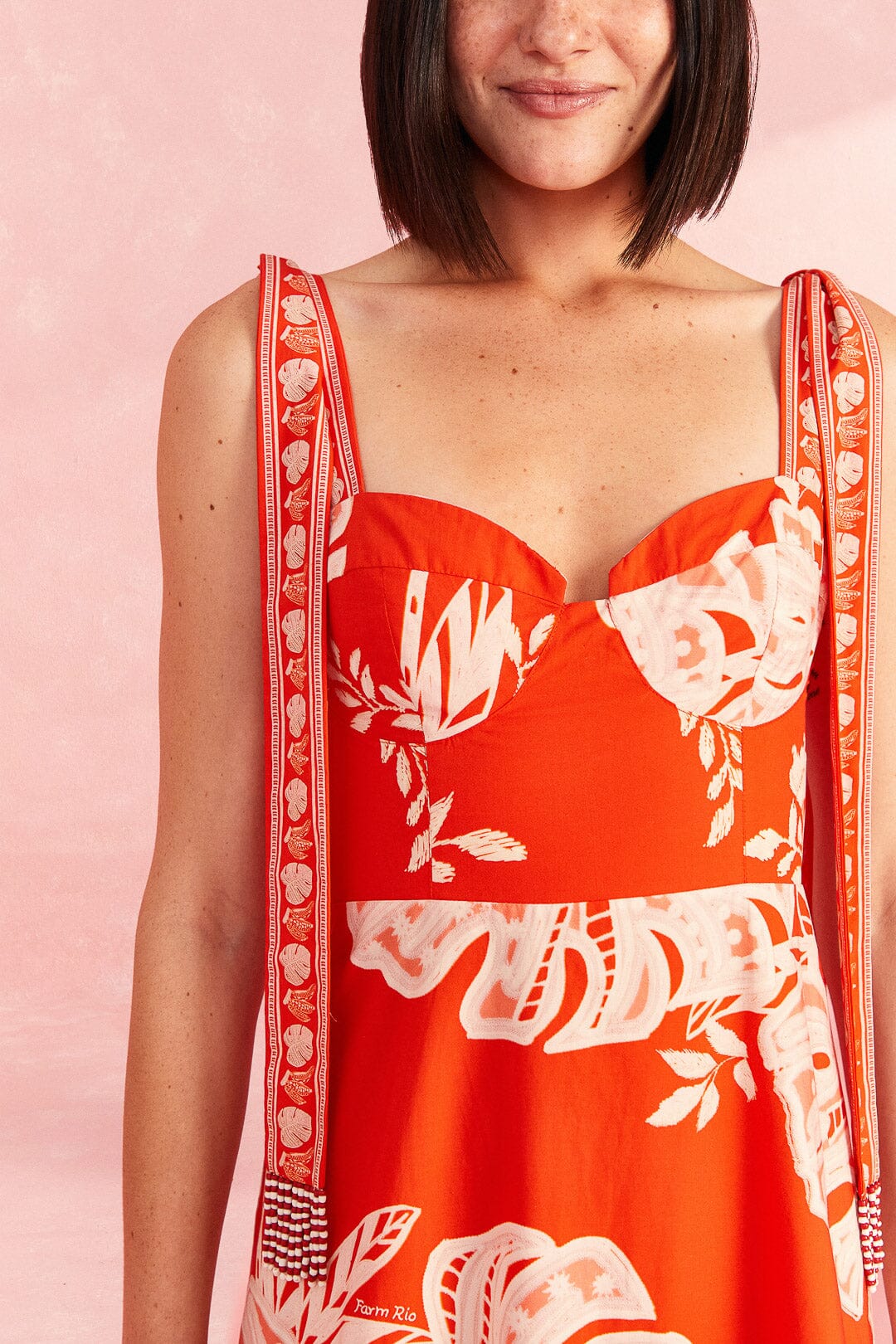 Robe longue Lace Monsteras - Rouge