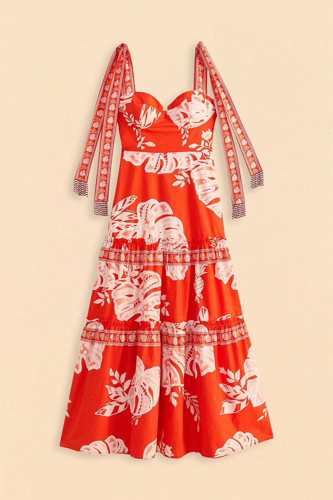Robe longue Lace Monsteras - Rouge