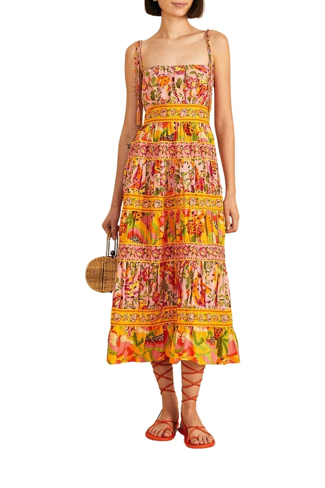 Robe midi Fruits Paradise en coton - Orange