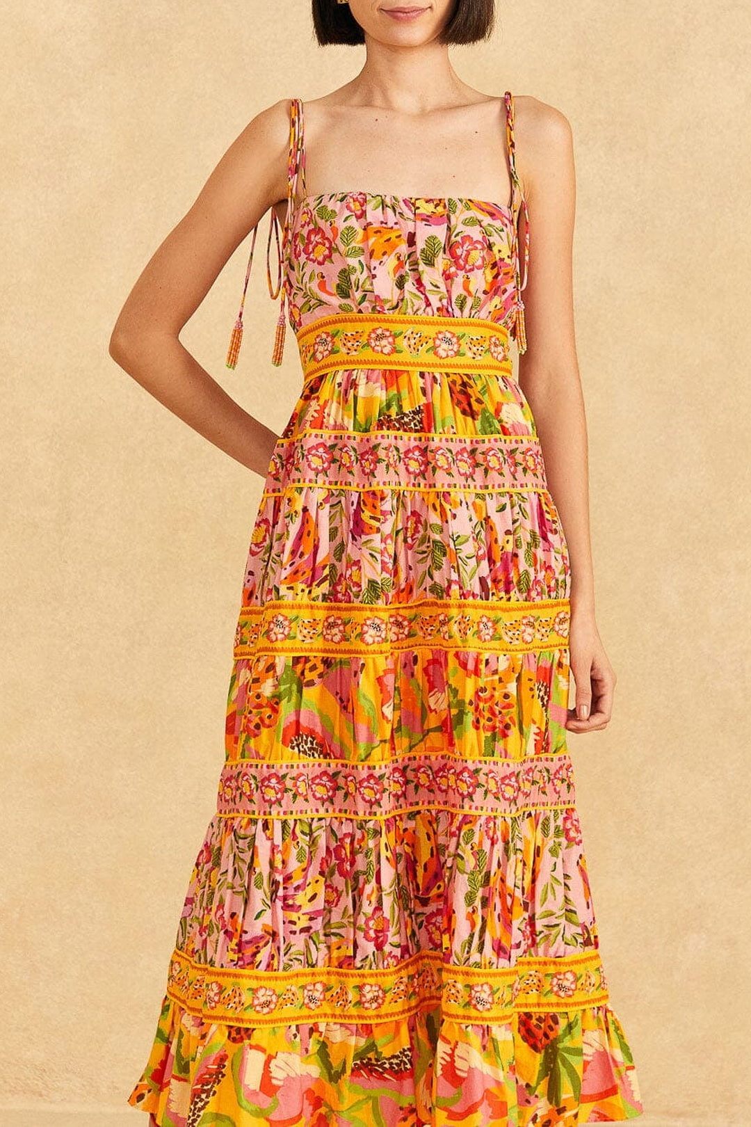 Robe midi Fruits Paradise en coton - Orange