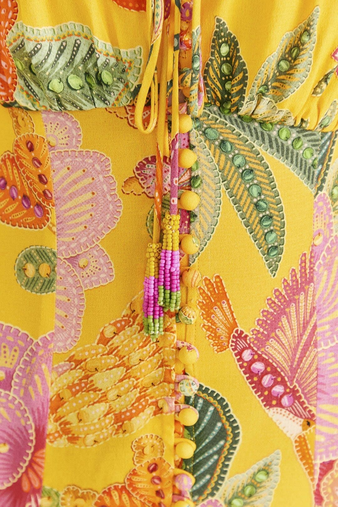 Robe midi Macaw Bloom - Jaune