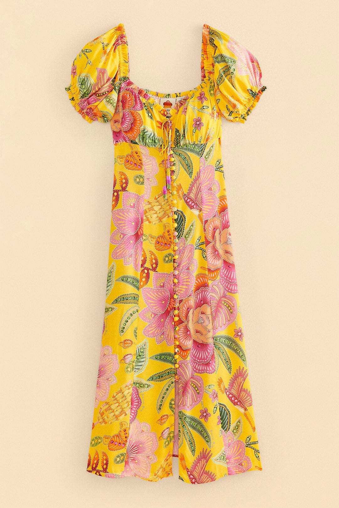 Robe midi Macaw Bloom - Jaune