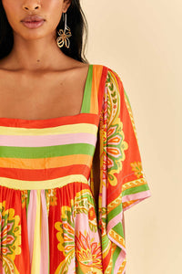 Robe midi Beach Toucans - Orange